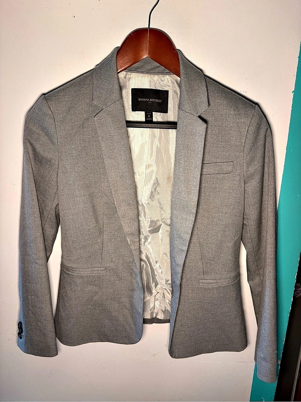 Banana Republic Women’s Gray Blazer 0P Button Long Sleeve